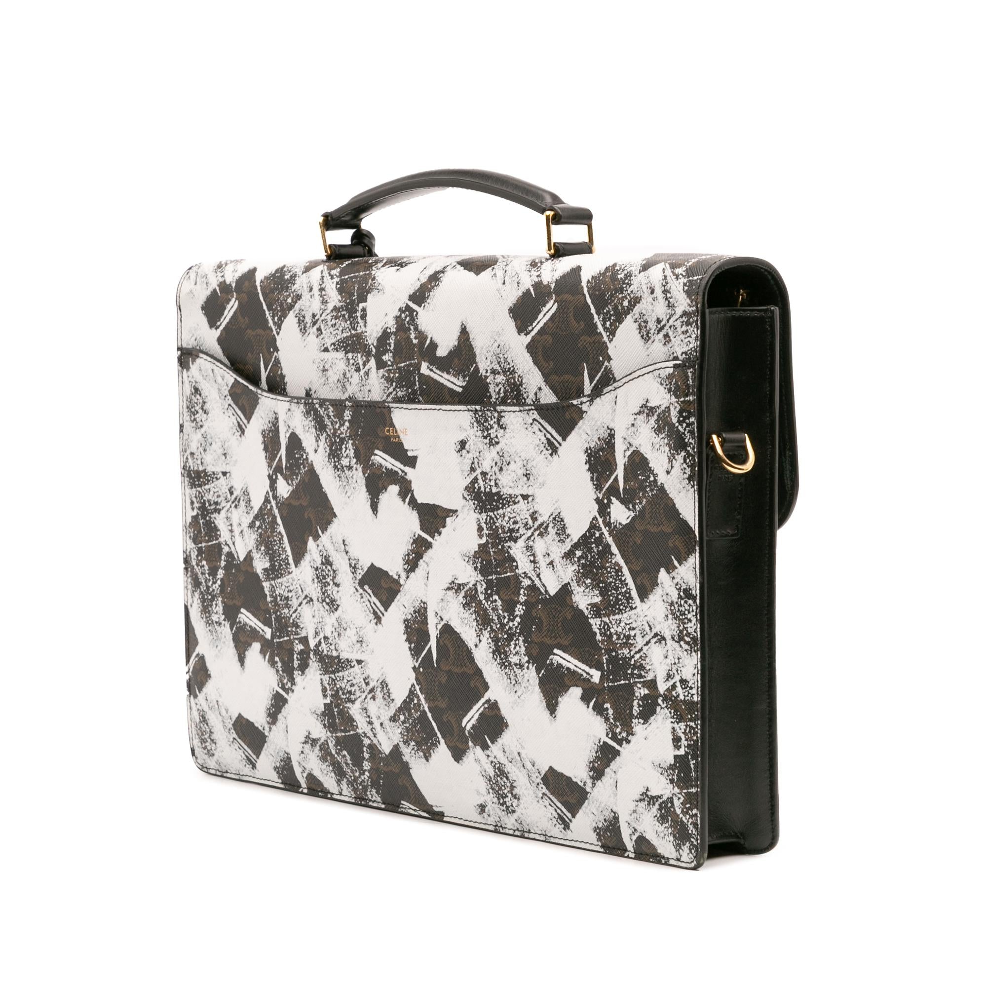 Celine Small Triomphe Coated Canvas Box Cartable Briefcase