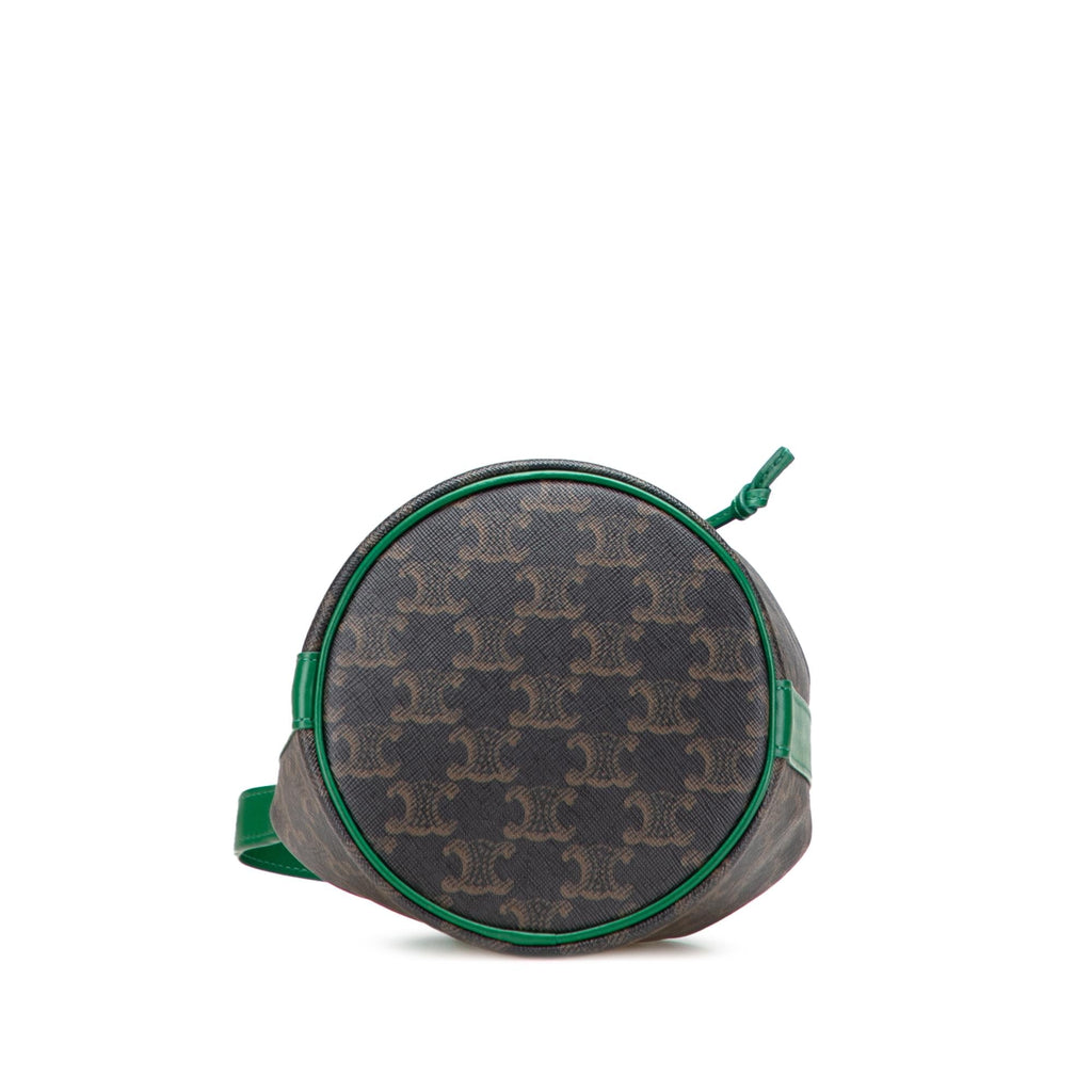 Celine Small Triomphe Coated Canvas Drawstring Bucket Bag