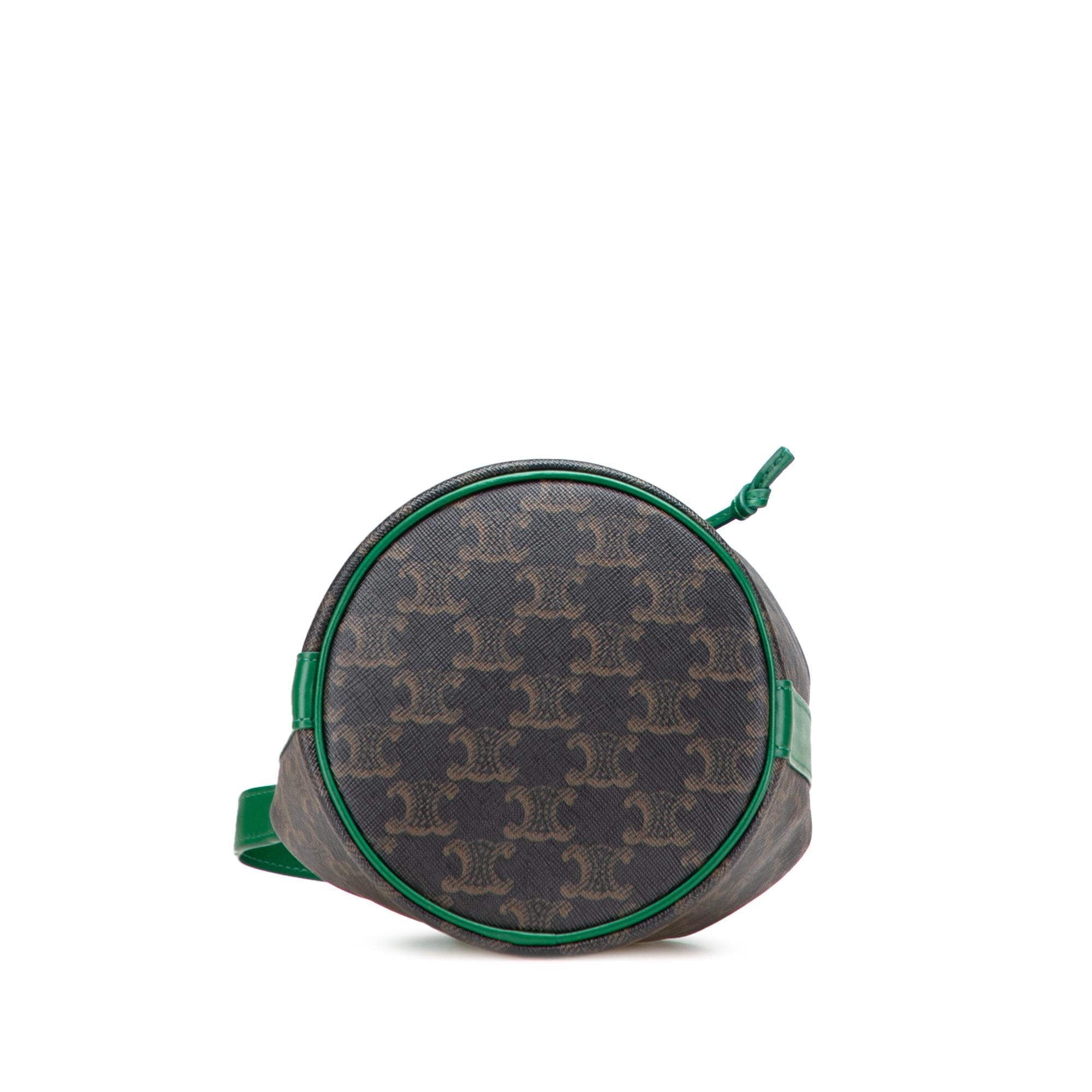 Celine Small Triomphe Coated Canvas Drawstring Bucket Bag