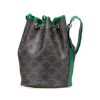 Celine Small Triomphe Coated Canvas Drawstring Bucket Bag