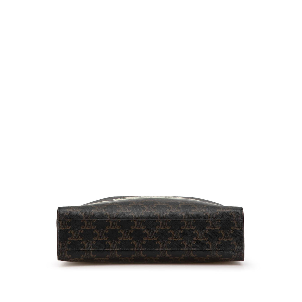 Celine Small Triomphe Coated Canvas Paris Print Vertical Cabas