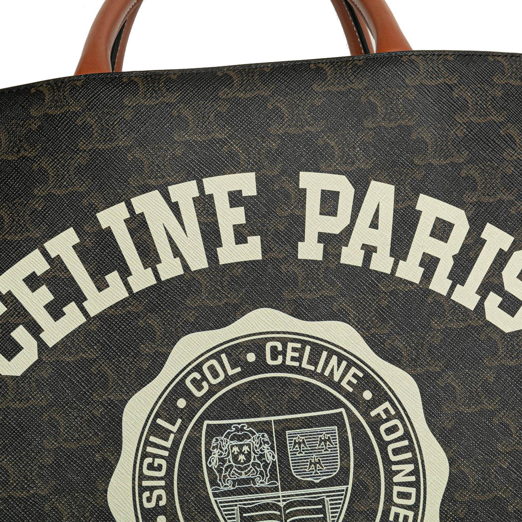 Celine Small Triomphe Coated Canvas Paris Print Vertical Cabas