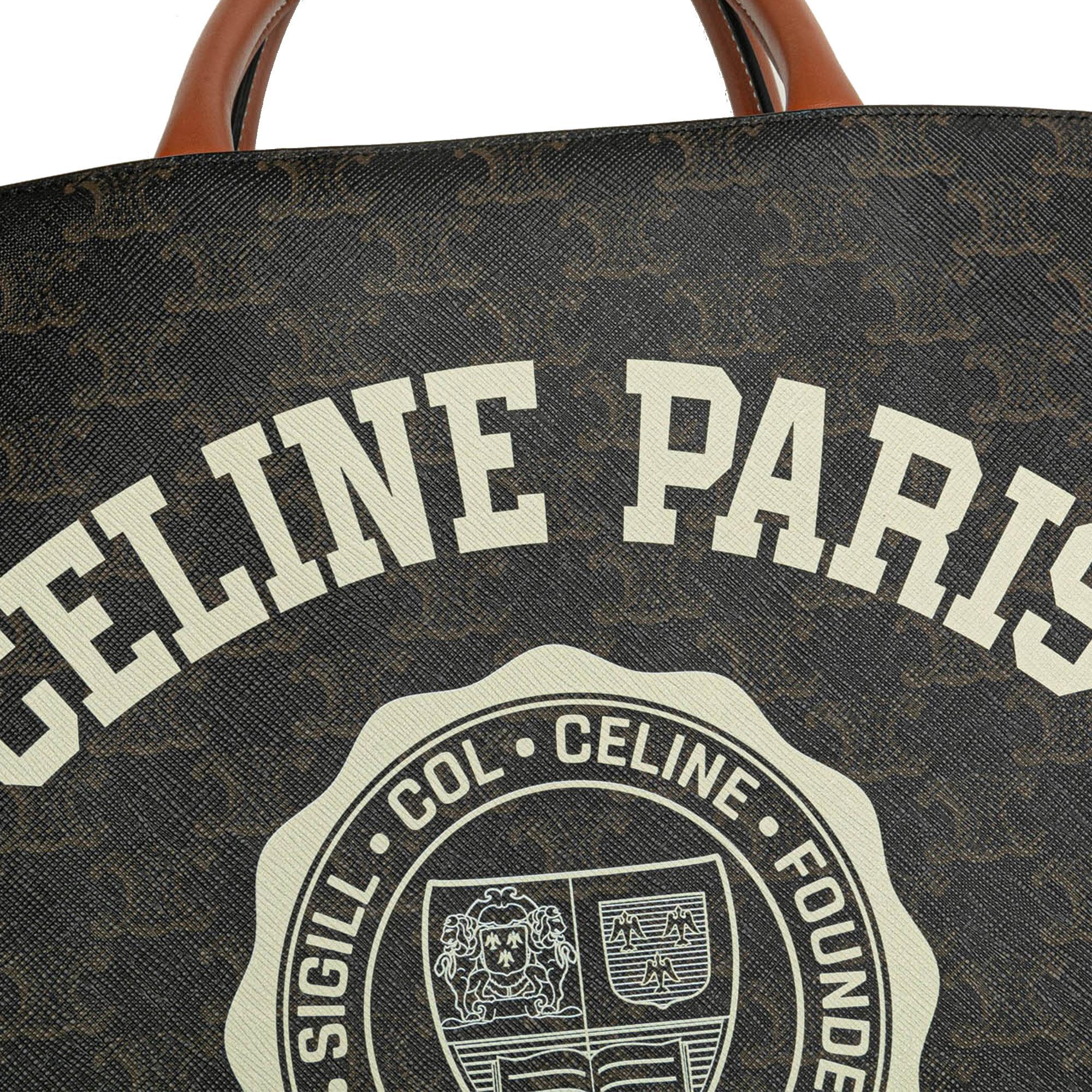 Celine Small Triomphe Coated Canvas Paris Print Vertical Cabas