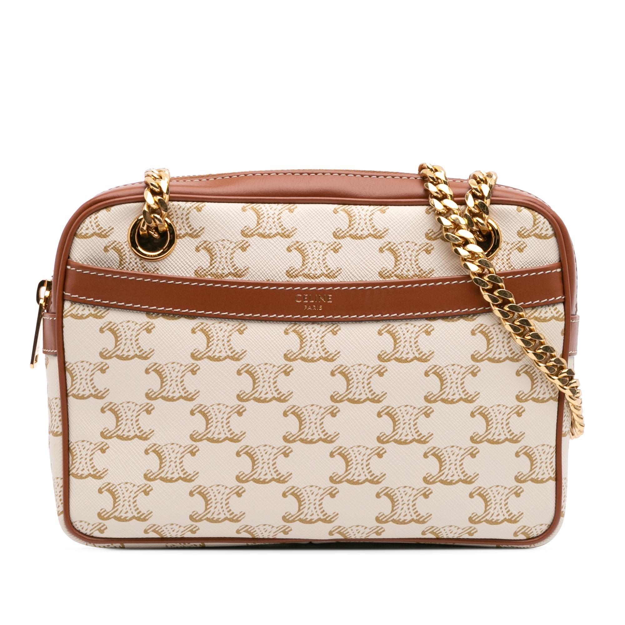 Celine Small Triomphe Coated Canvas Patapans Shoulder Bag