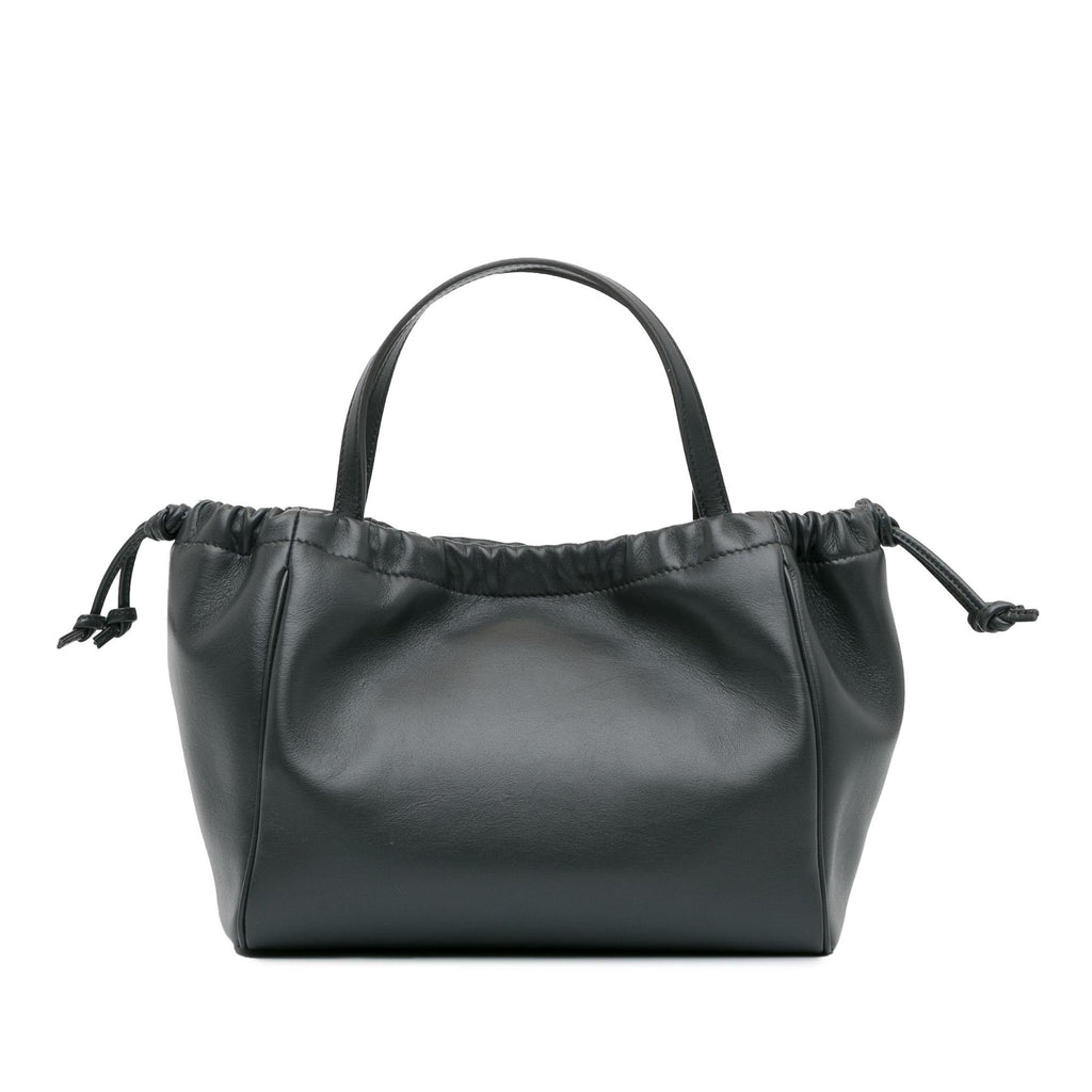 Celine Small Triomphe Cuir Cabas Drawstring Satchel (SHG-xhANaN)