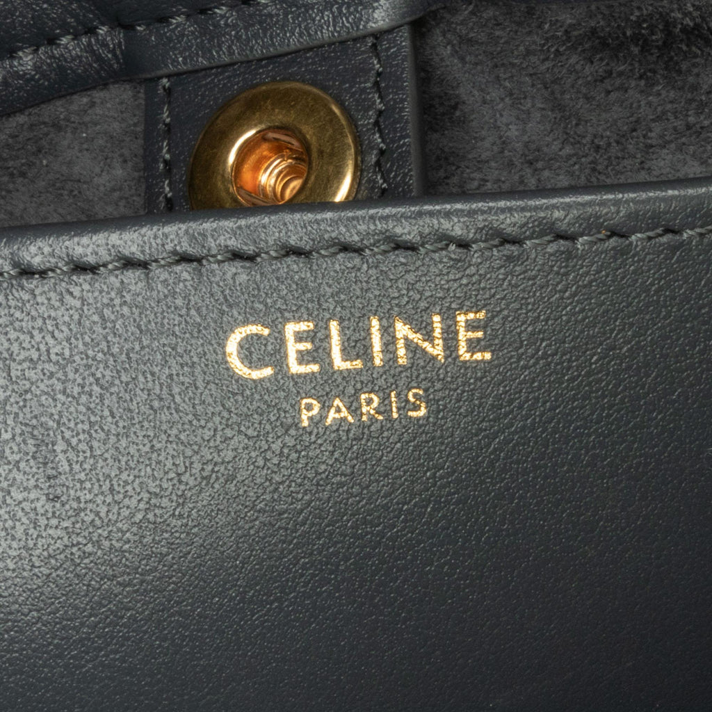 Celine Small Triomphe Cuir Cabas Drawstring Satchel (SHG-xhANaN)