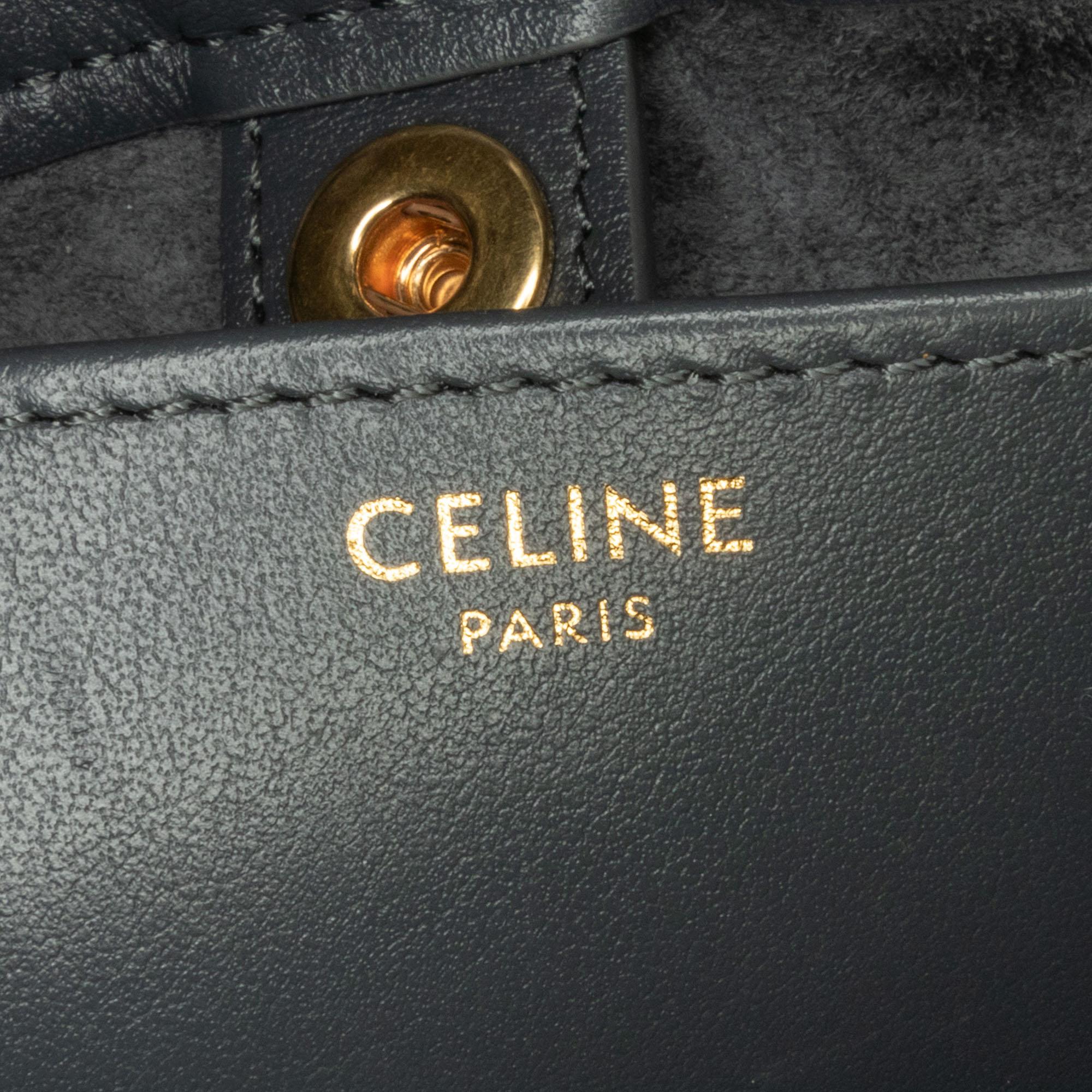 Celine Small Triomphe Cuir Cabas Drawstring Satchel (SHG-xhANaN)