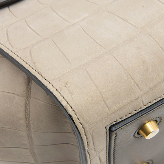Celine Stamped Crocodile Nubuck Calfskin Mini Tie Tote (SHF-23099)