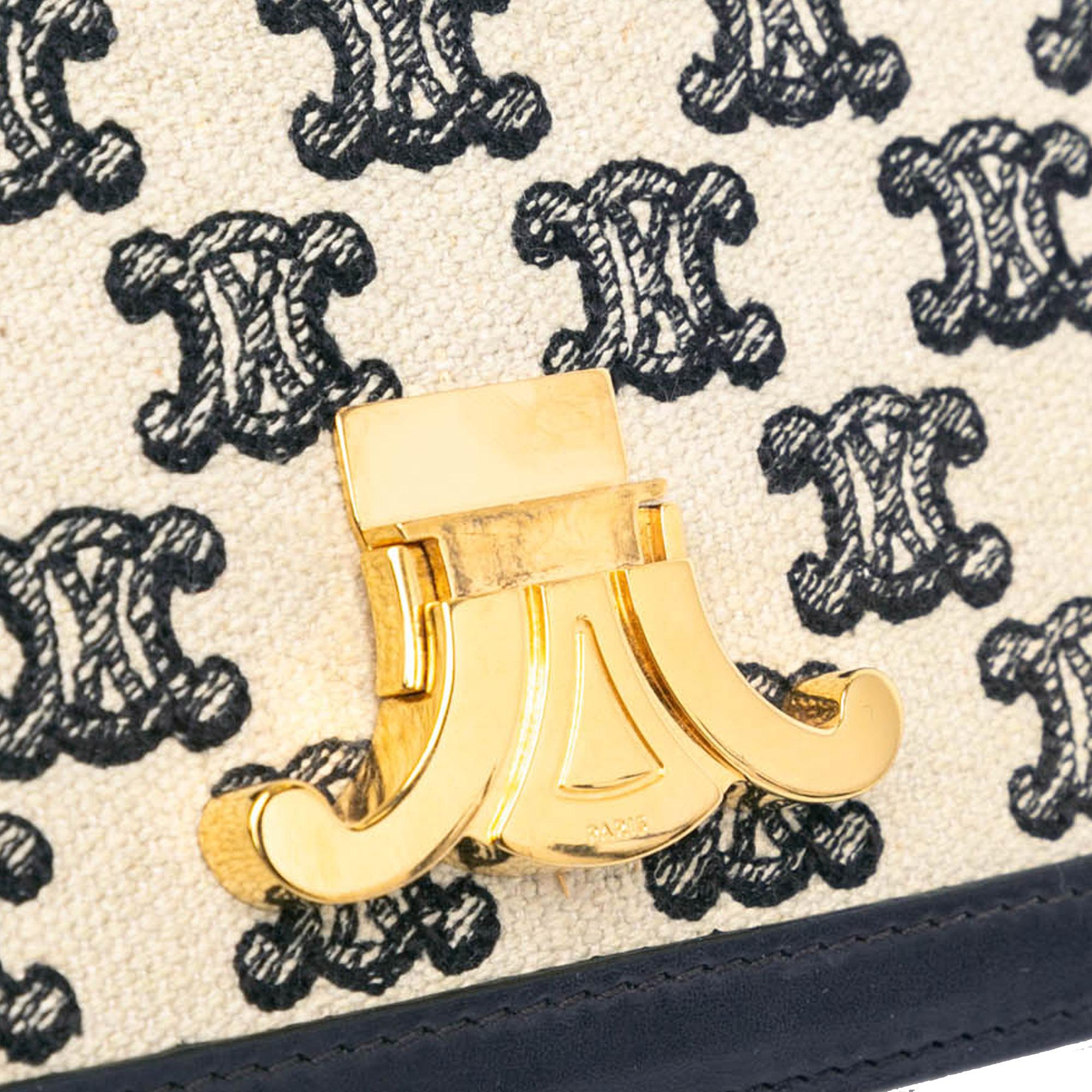 Celine Teen Embroidered Canvas Triomphe Crossbody