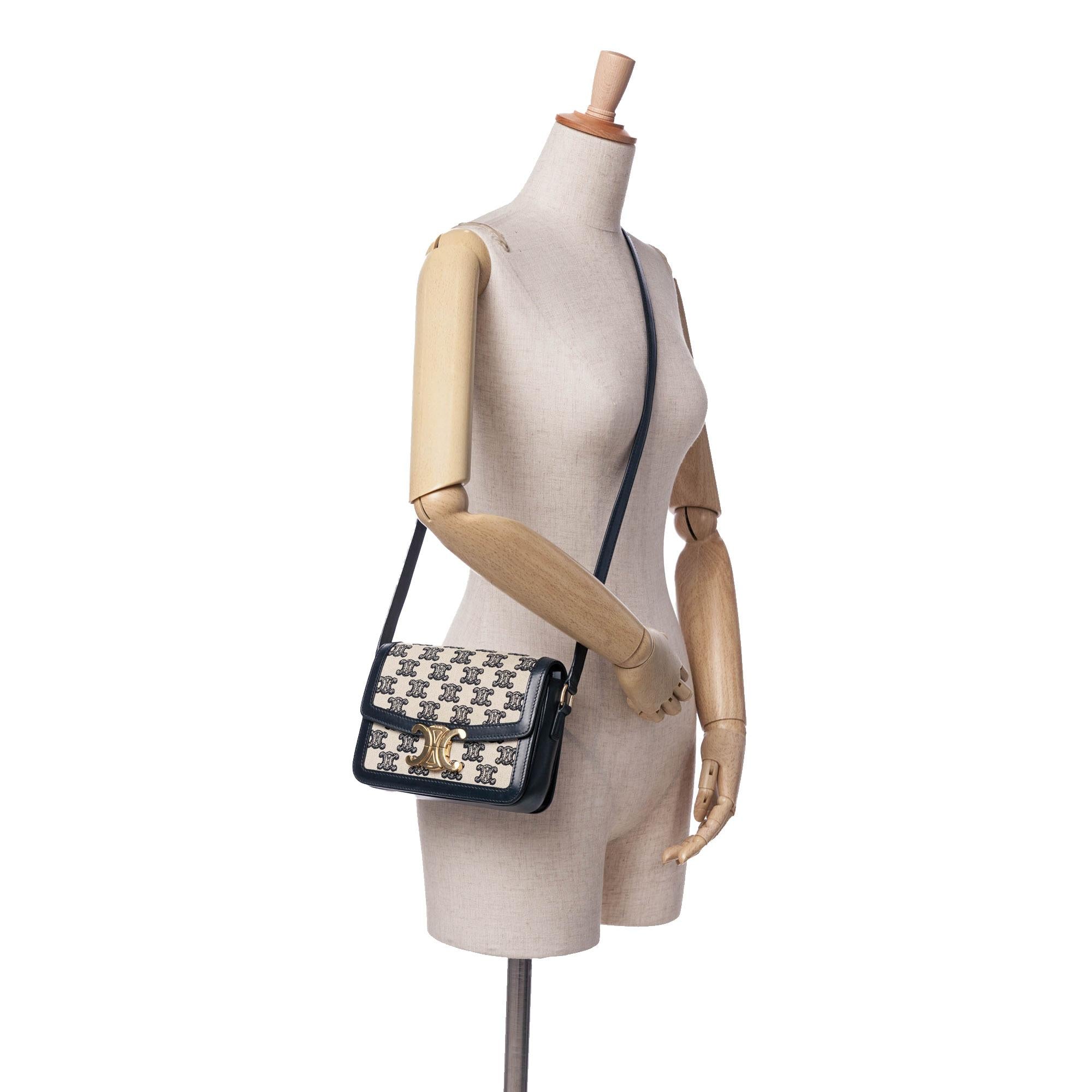 Celine Teen Embroidered Canvas Triomphe Crossbody