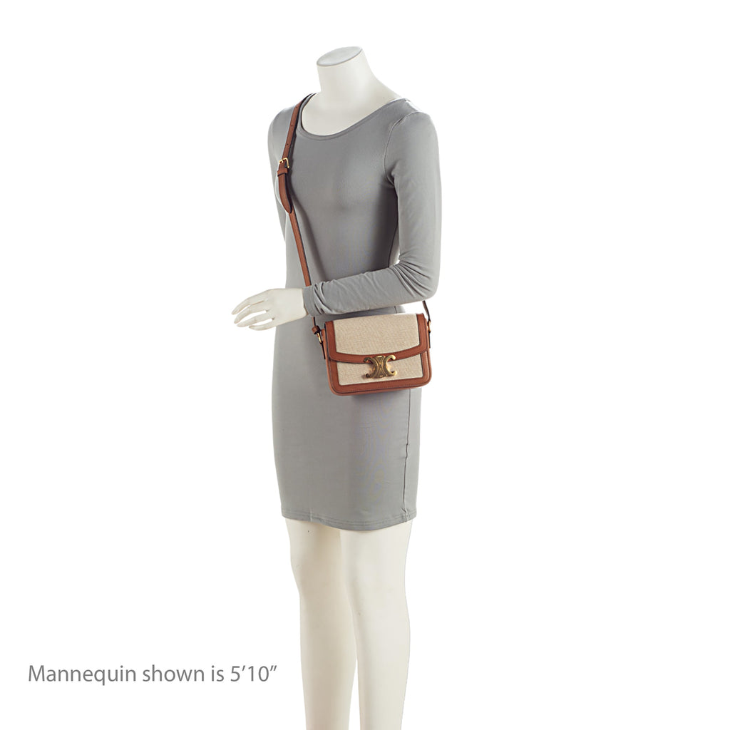 Celine Textile Calfskin Triomphe Teen Shoulder Bag (SHF-8LxhZM)