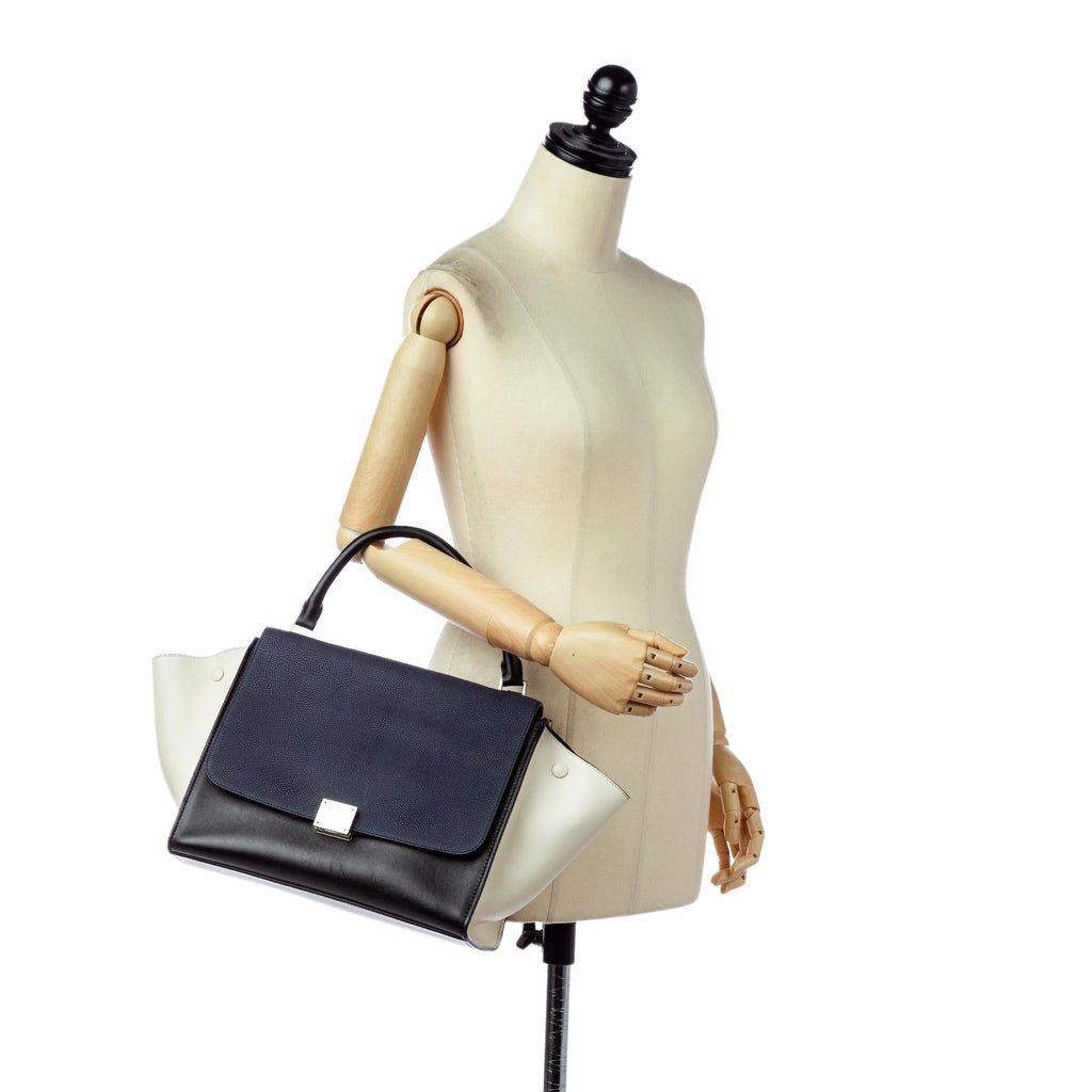 Celine Trapeze Tricolor Leather Satchel (SHG-24641)