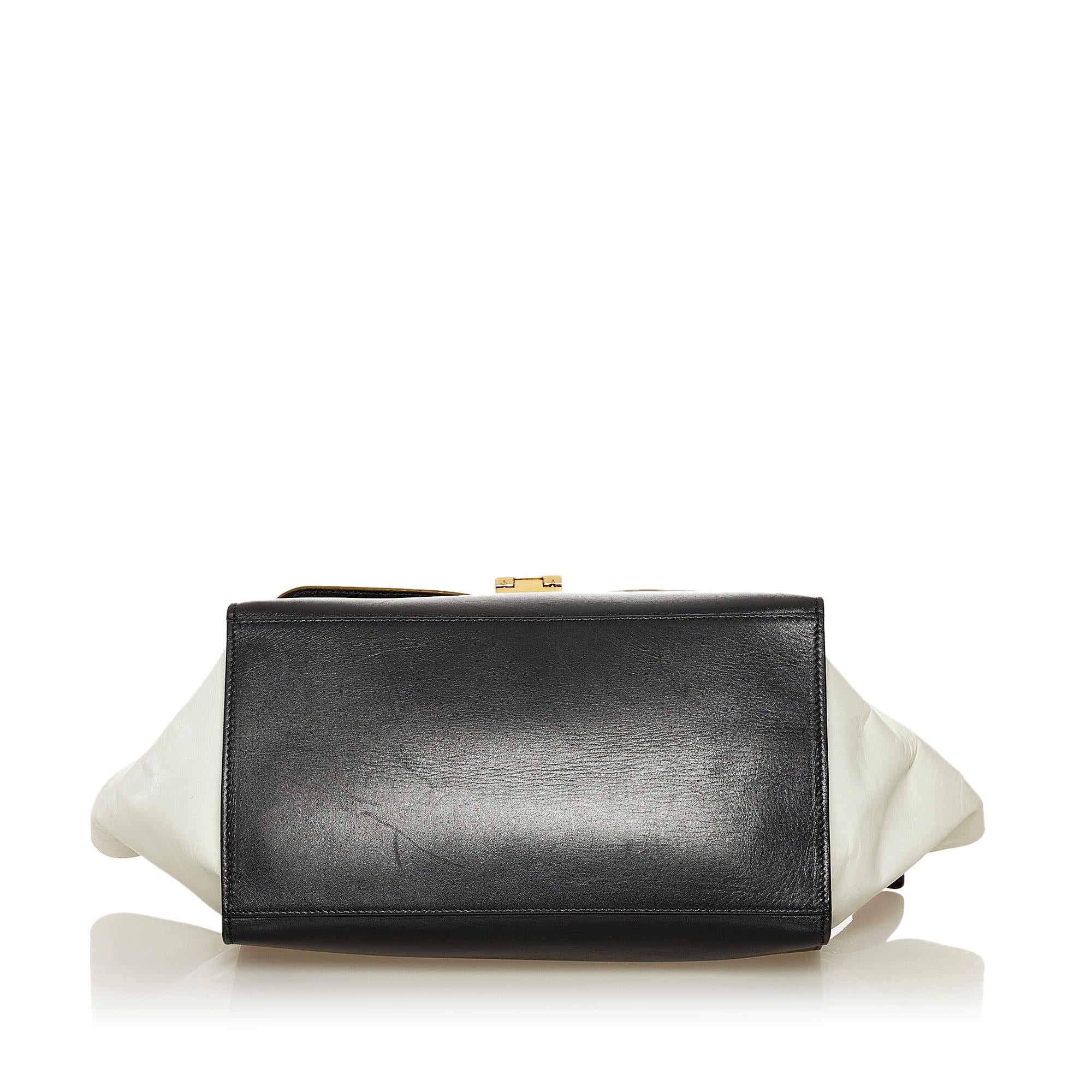 Celine Trapeze Tricolor Leather Satchel (SHG-uaApQA)