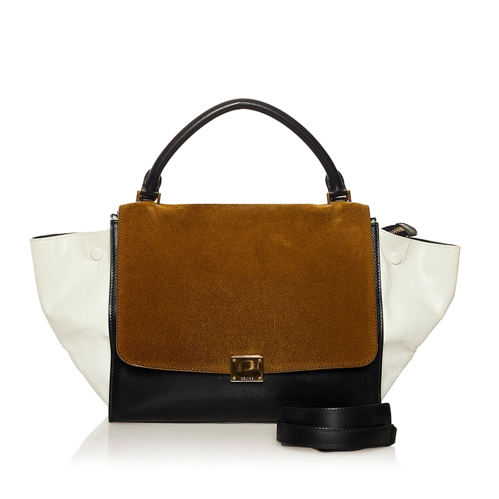 Celine Trapeze Tricolor Leather Satchel (SHG-uaApQA)