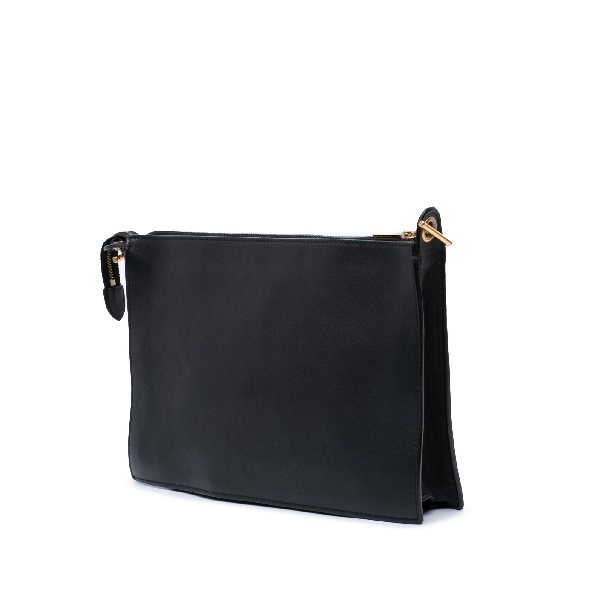 Celine Tricolor Leather Pocket Envelope Zip Crossbody