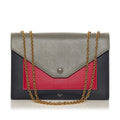Celine Tricolor Pocket Envelope Leather Shoulder Bag (SHG-vdfVYD)