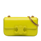 Celine Triomphe Calfskin Cuir Chain Shoulder Bag (SHG-ATgbBn)