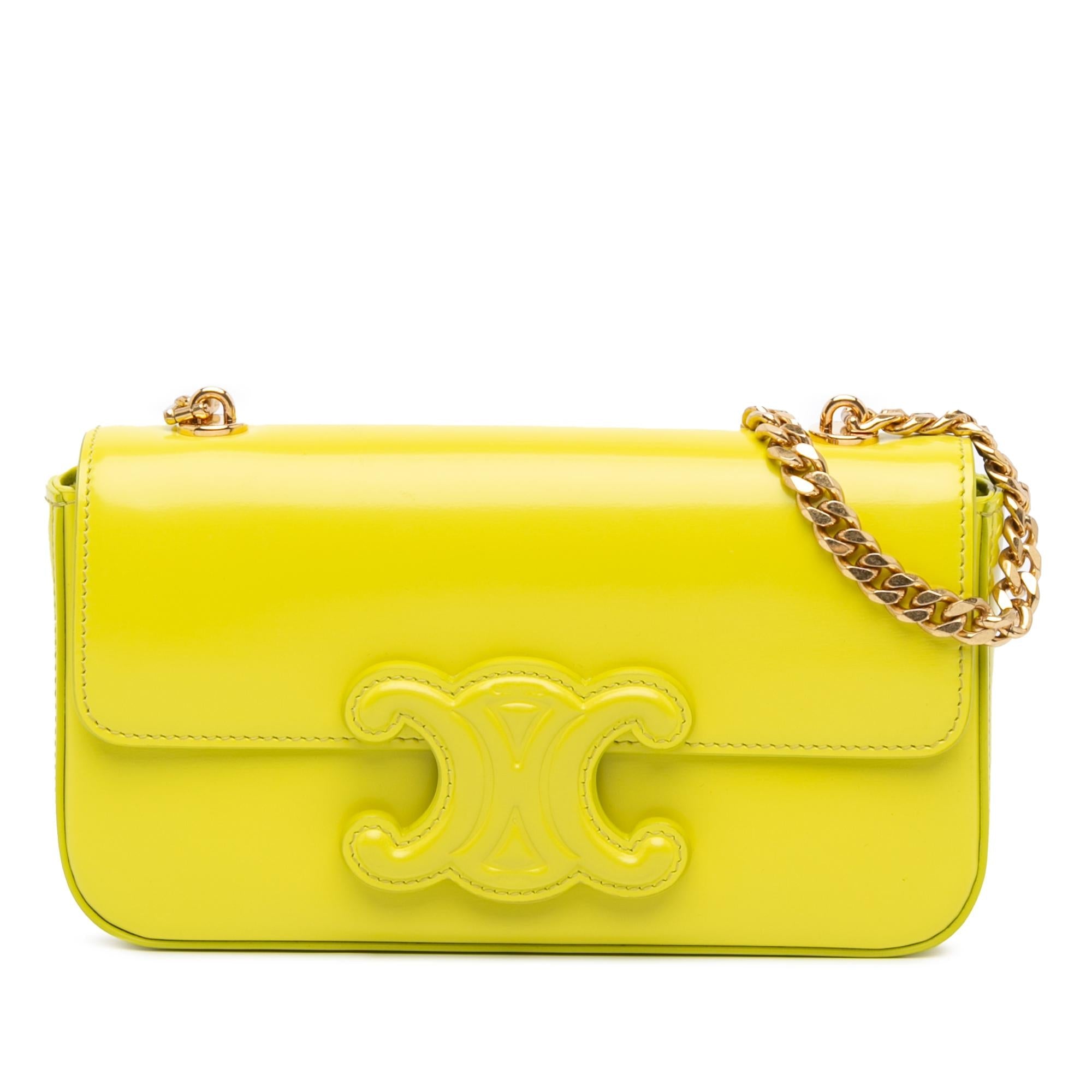 Celine Triomphe Calfskin Cuir Chain Shoulder Bag