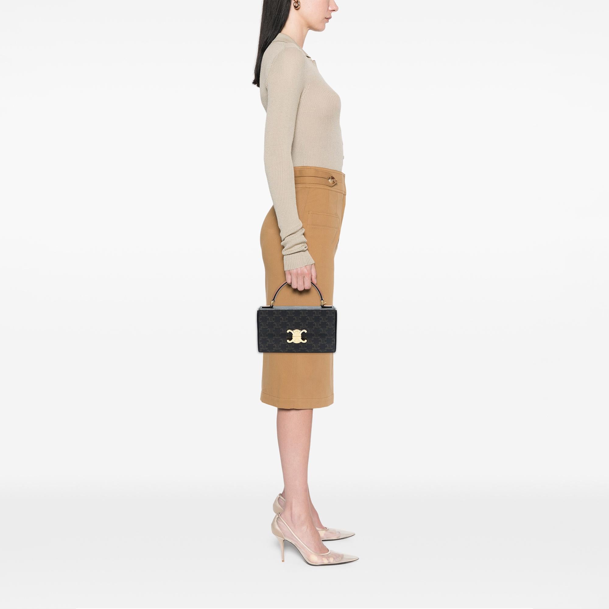 Celine Triomphe Coated Canvas Box Top Handle Bag
