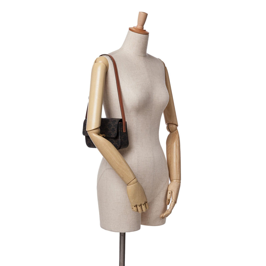 Celine Triomphe Coated Canvas Claude Shoulder Bag