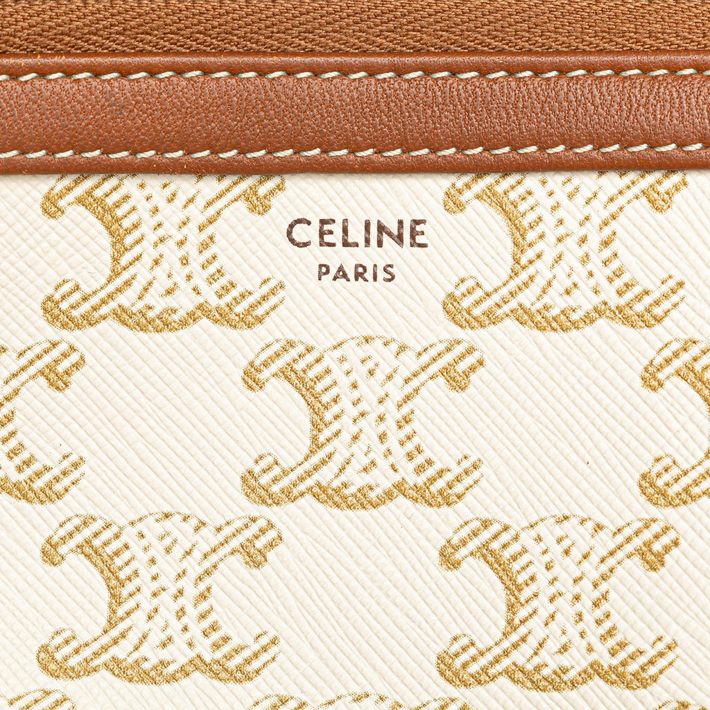 Celine Triomphe Coated Canvas Clutch On Chain