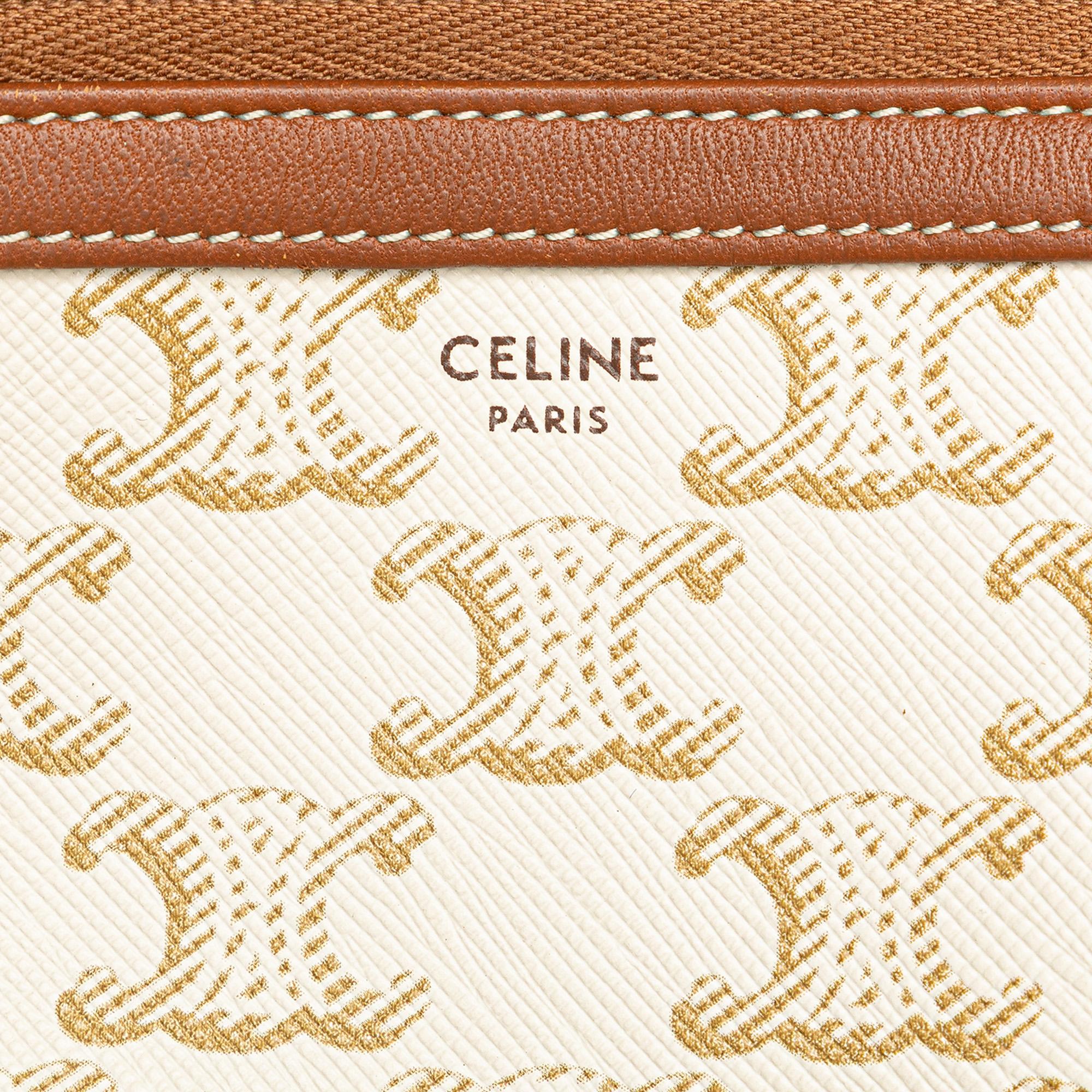 Celine Triomphe Coated Canvas Clutch On Chain