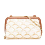 Celine Triomphe Coated Canvas Clutch On Chain