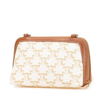 Celine Triomphe Coated Canvas Clutch On Chain