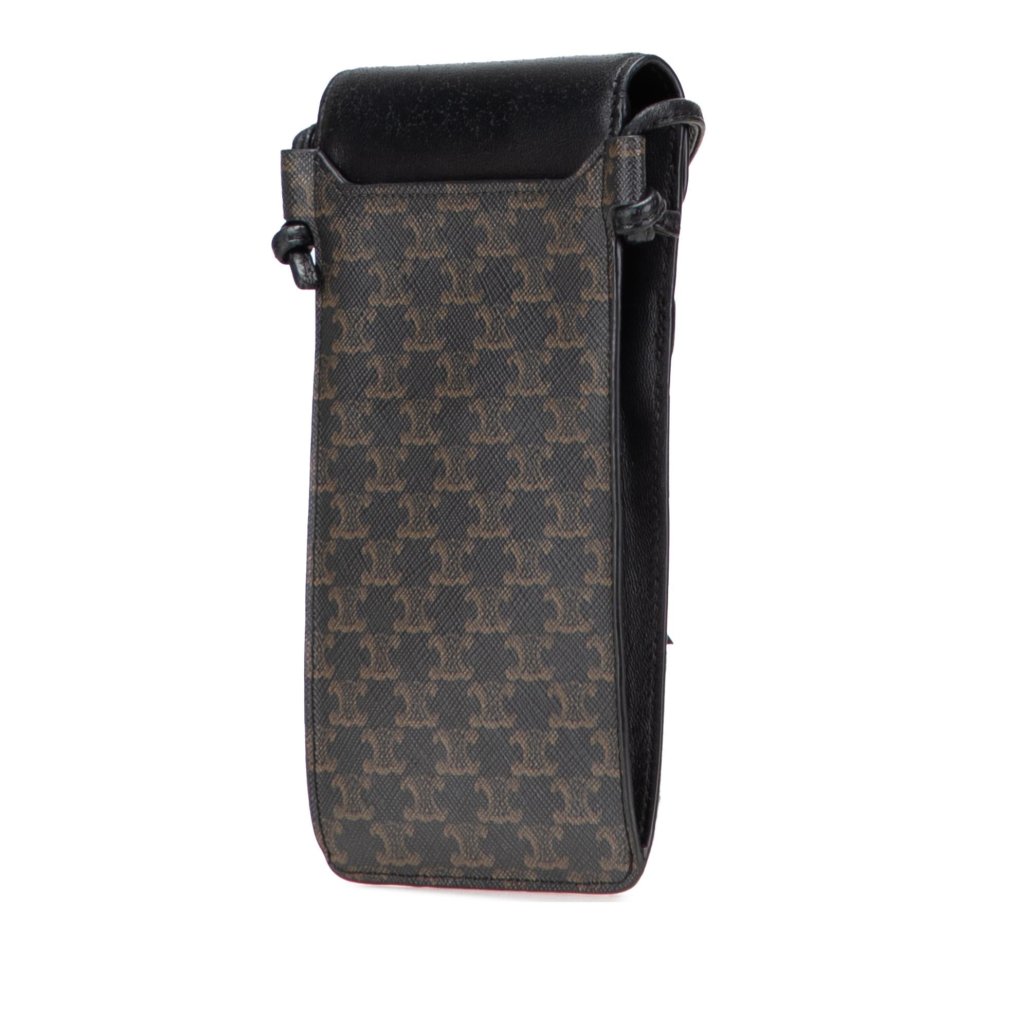 Celine Triomphe Coated Canvas Phone Pouch Flap Crossbody