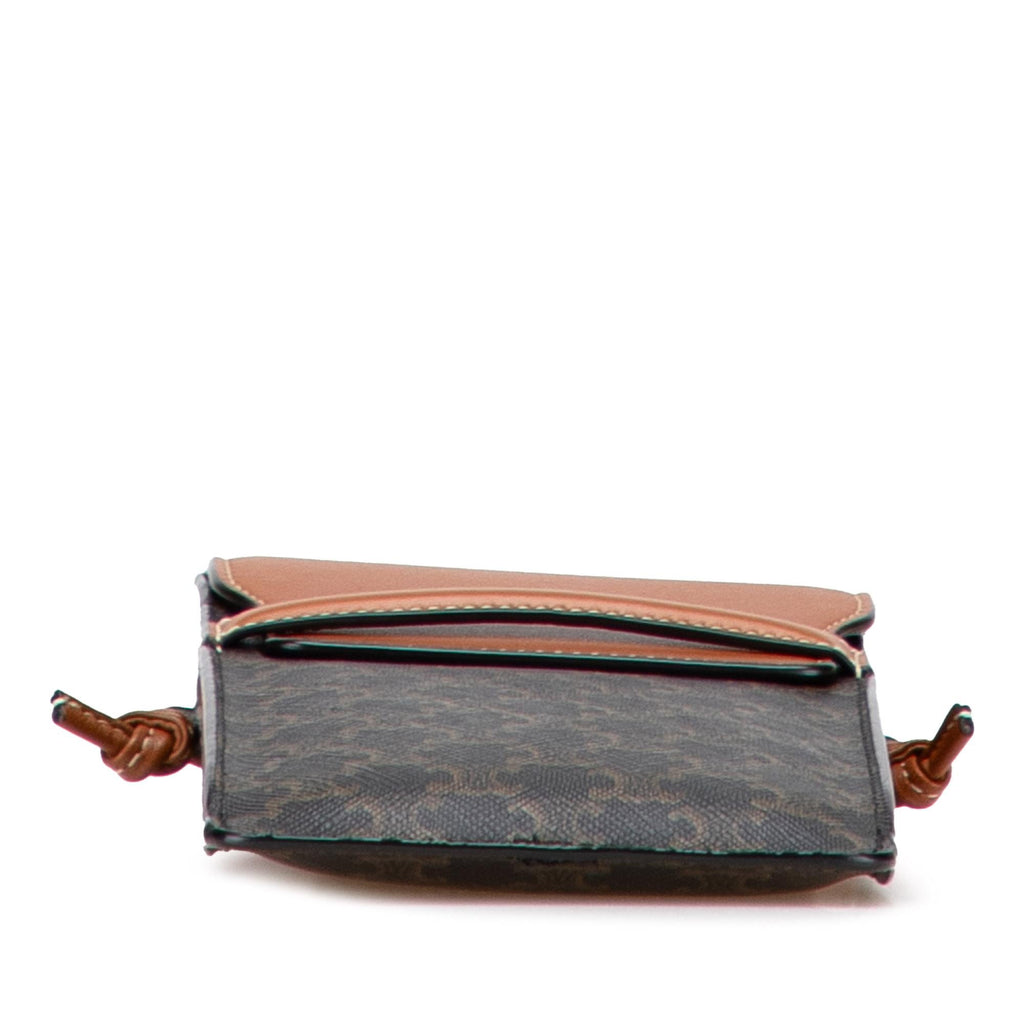 Celine Triomphe Coated Canvas Phone Pouch Flap Crossbody