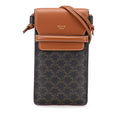 Celine Triomphe Coated Canvas Phone Pouch Flap Crossbody