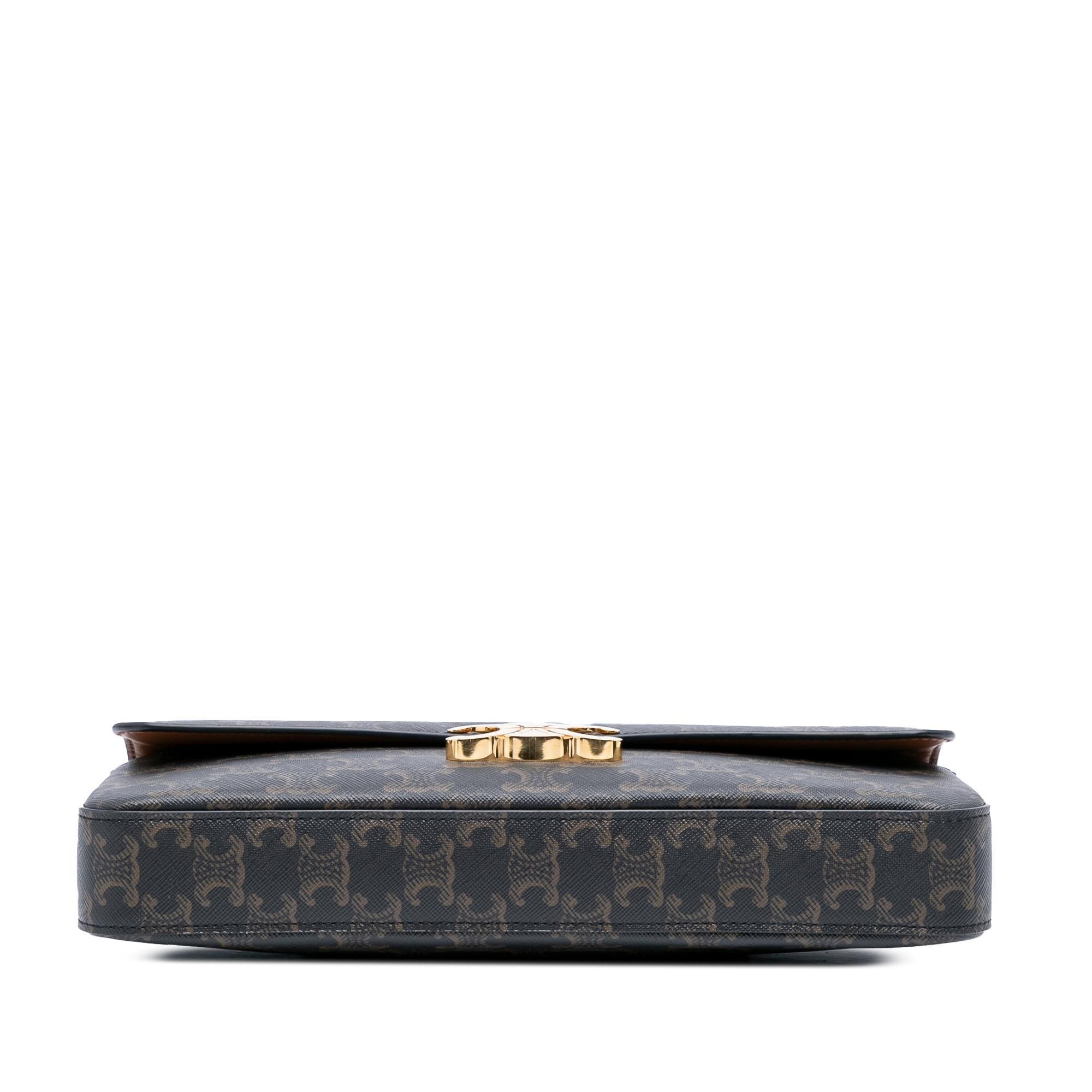 Celine Triomphe Coated Canvas Triomphe Chain Shoulder Bag