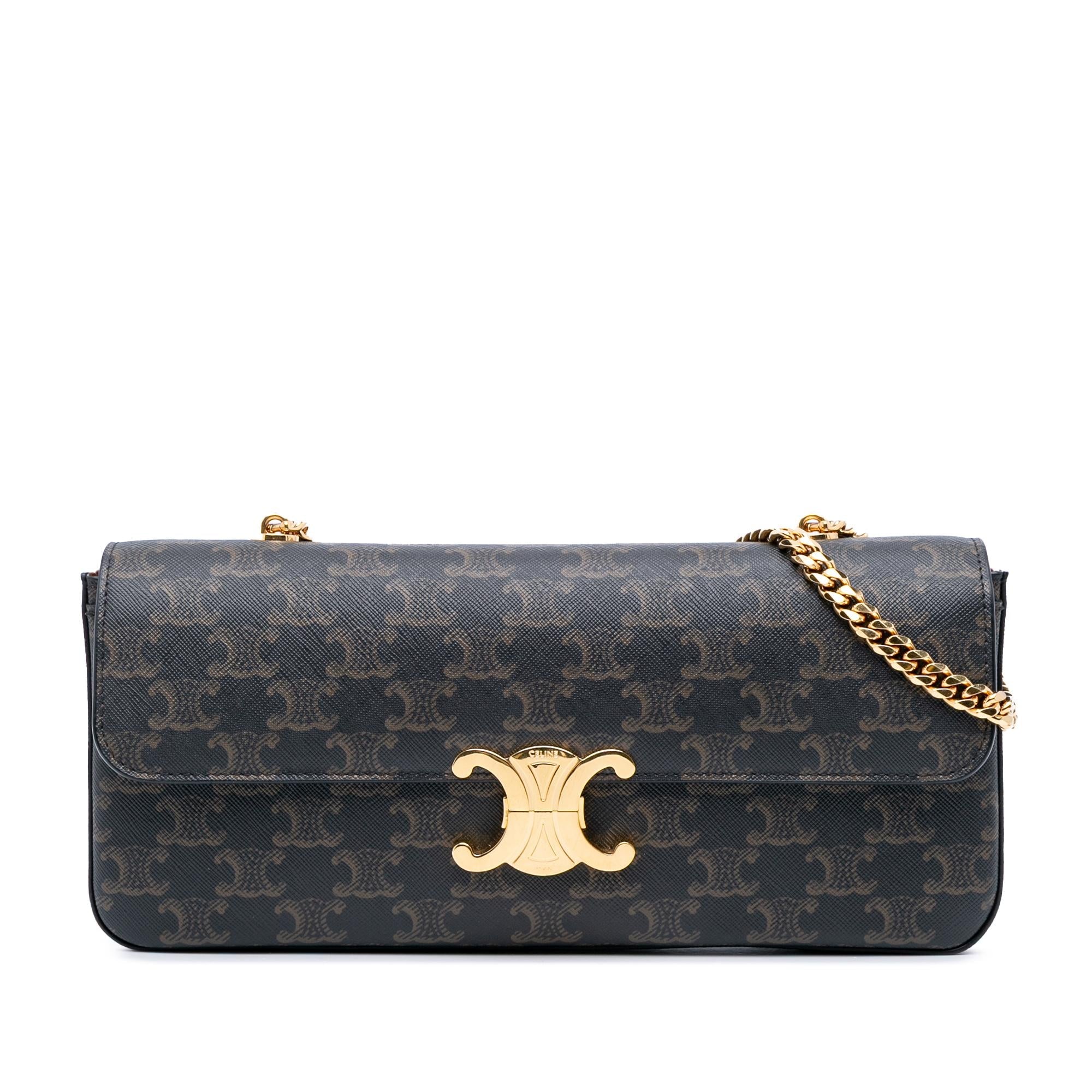 Celine Triomphe Coated Canvas Triomphe Chain Shoulder Bag