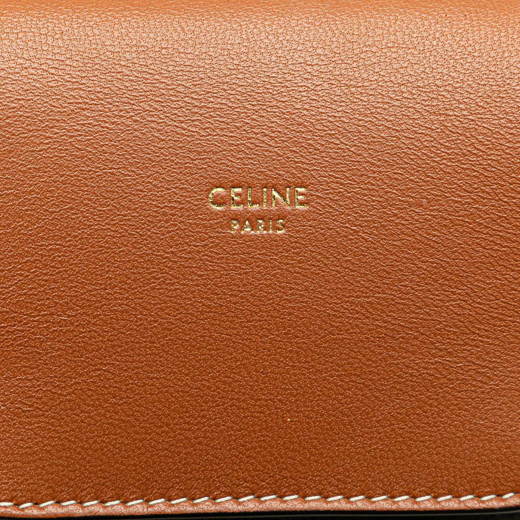 Celine Triomphe Coated Canvas and Lambskin Phone Pouch with Flap