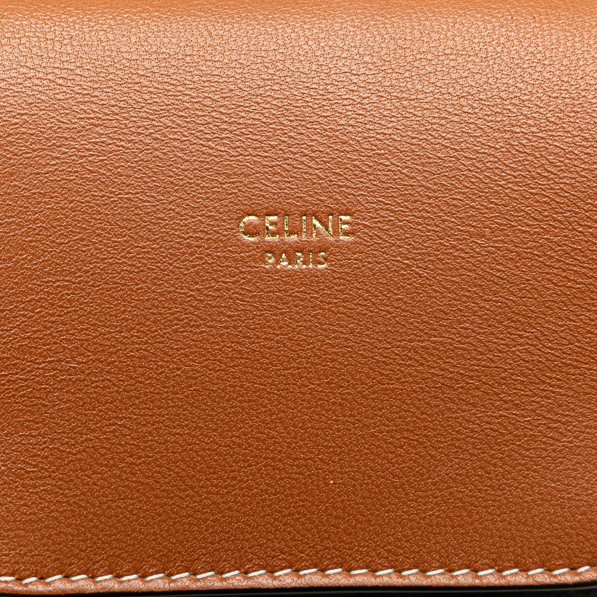 Celine Triomphe Coated Canvas and Lambskin Phone Pouch with Flap