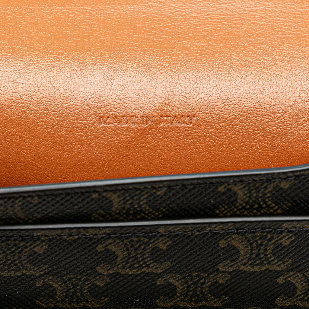 Celine Triomphe Coated Canvas and Lambskin Phone Pouch with Flap