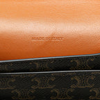 Celine Triomphe Coated Canvas and Lambskin Phone Pouch with Flap