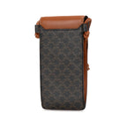 Celine Triomphe Coated Canvas and Lambskin Phone Pouch with Flap