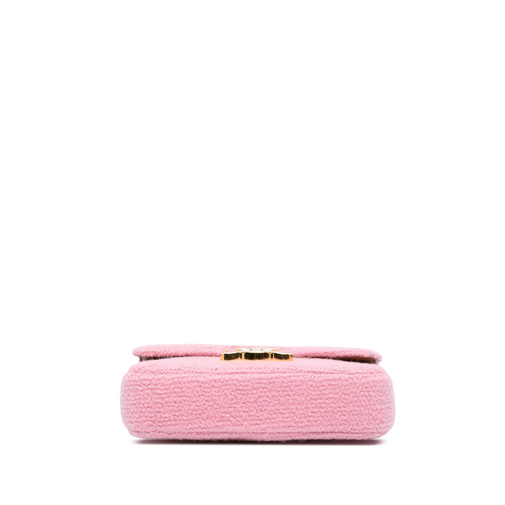 Celine Triomphe Tweed Claude Chain Shoulder Bag