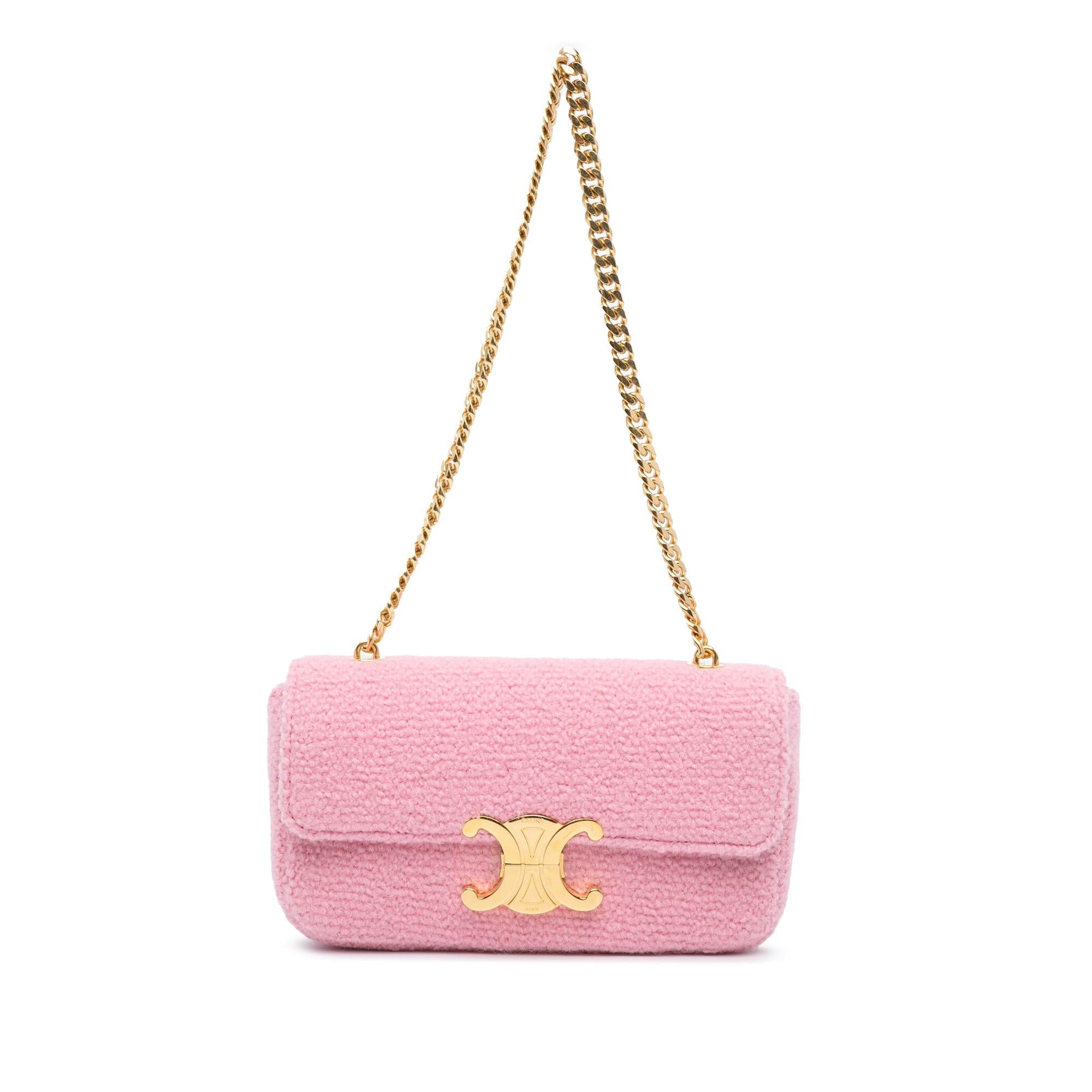 Celine Triomphe Tweed Claude Chain Shoulder Bag