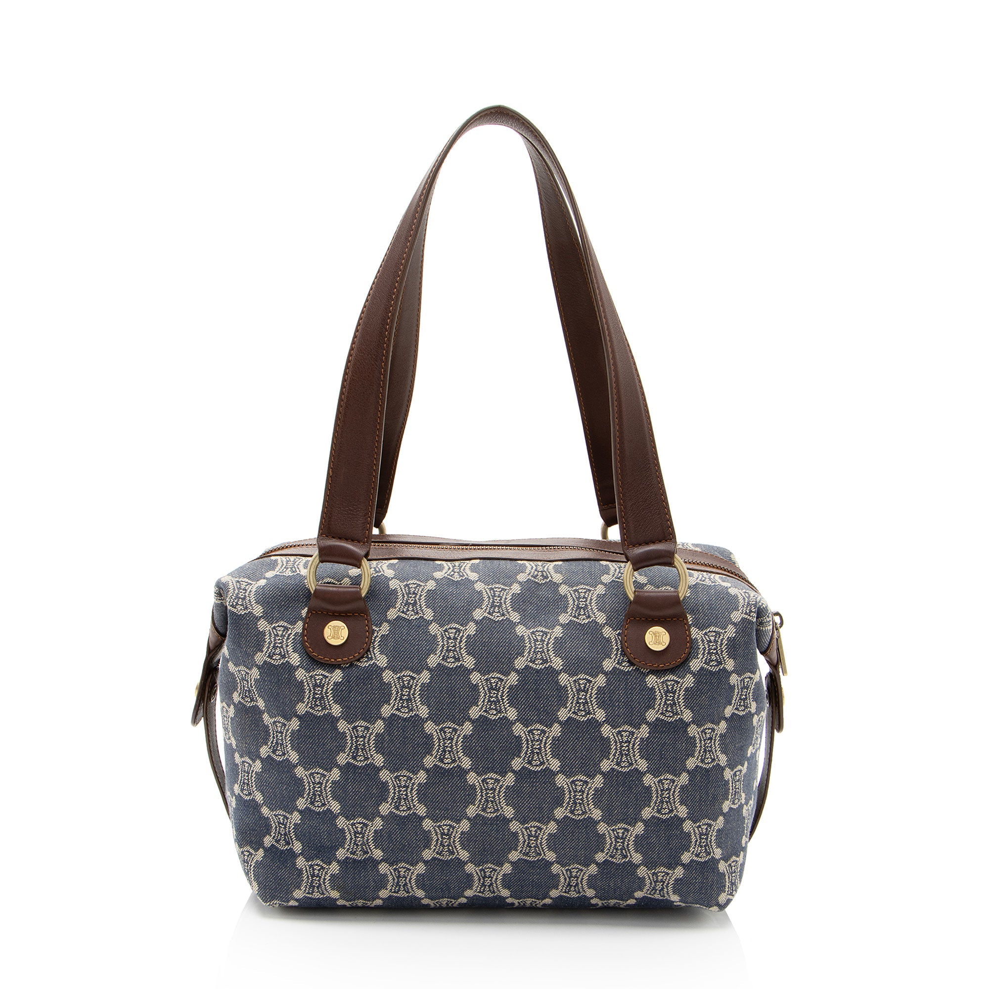 Celine Vintage Macadam Denim Small Satchel (SHF-7wuKrh)
