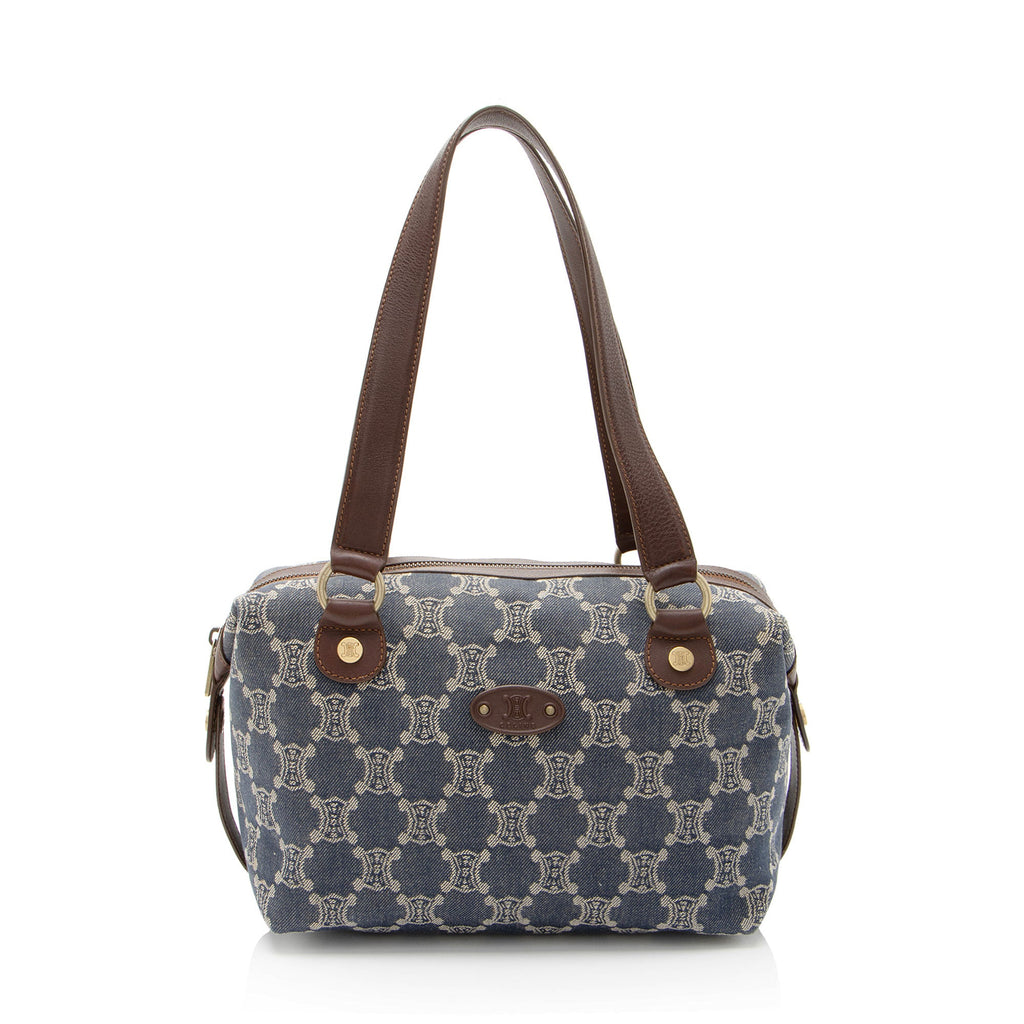 Celine Vintage Macadam Denim Small Satchel (SHF-7wuKrh)