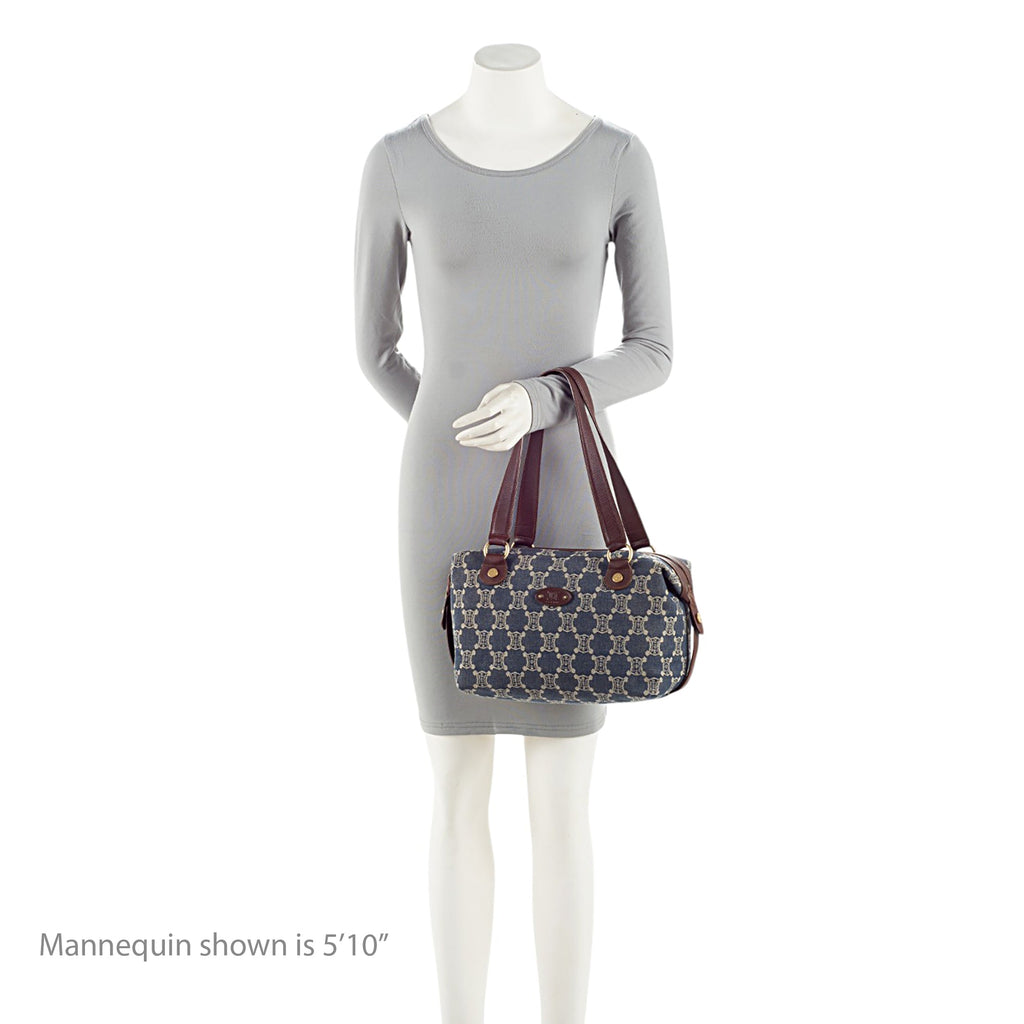 Celine Vintage Macadam Denim Small Satchel (SHF-7wuKrh)