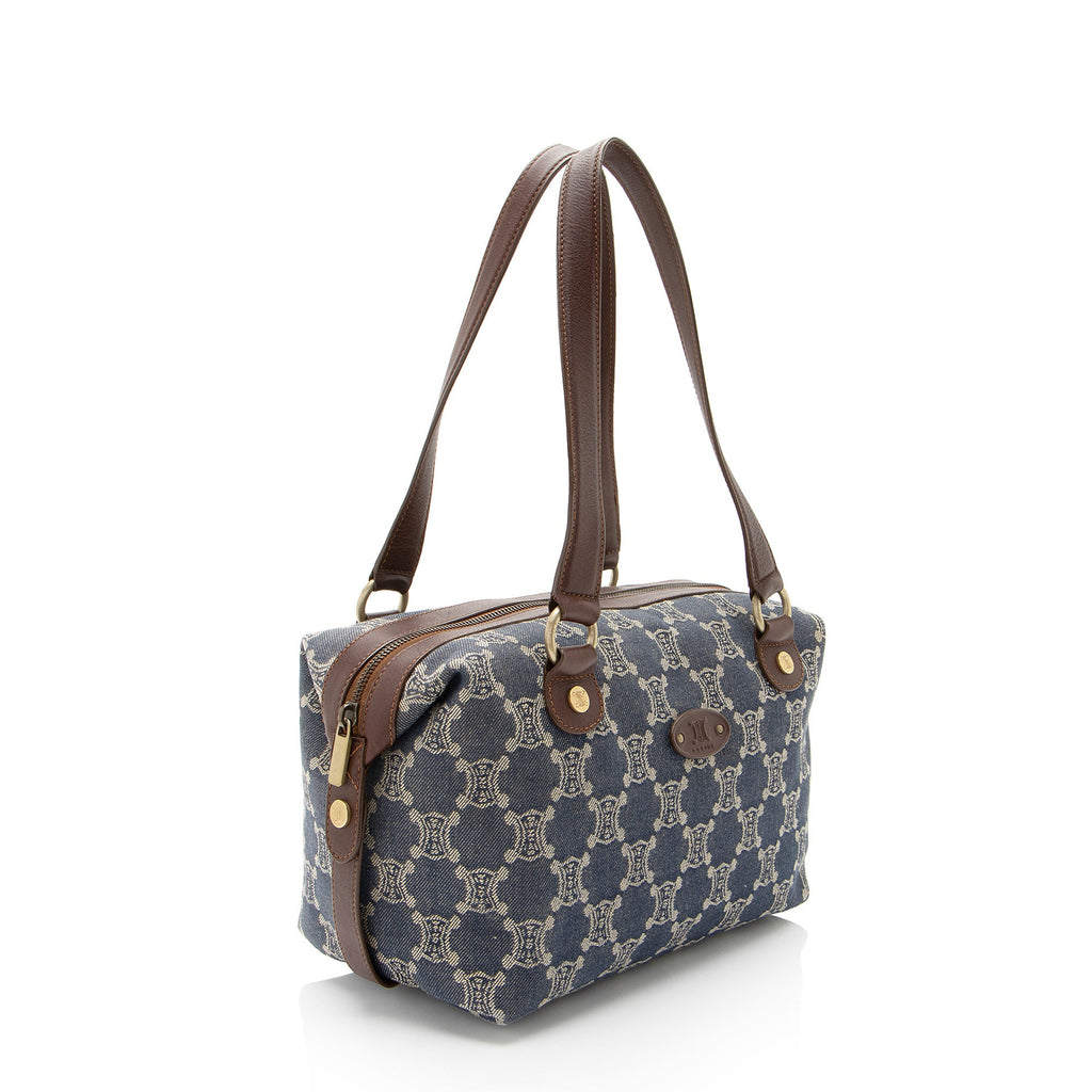 Celine Vintage Macadam Denim Small Satchel (SHF-7wuKrh)