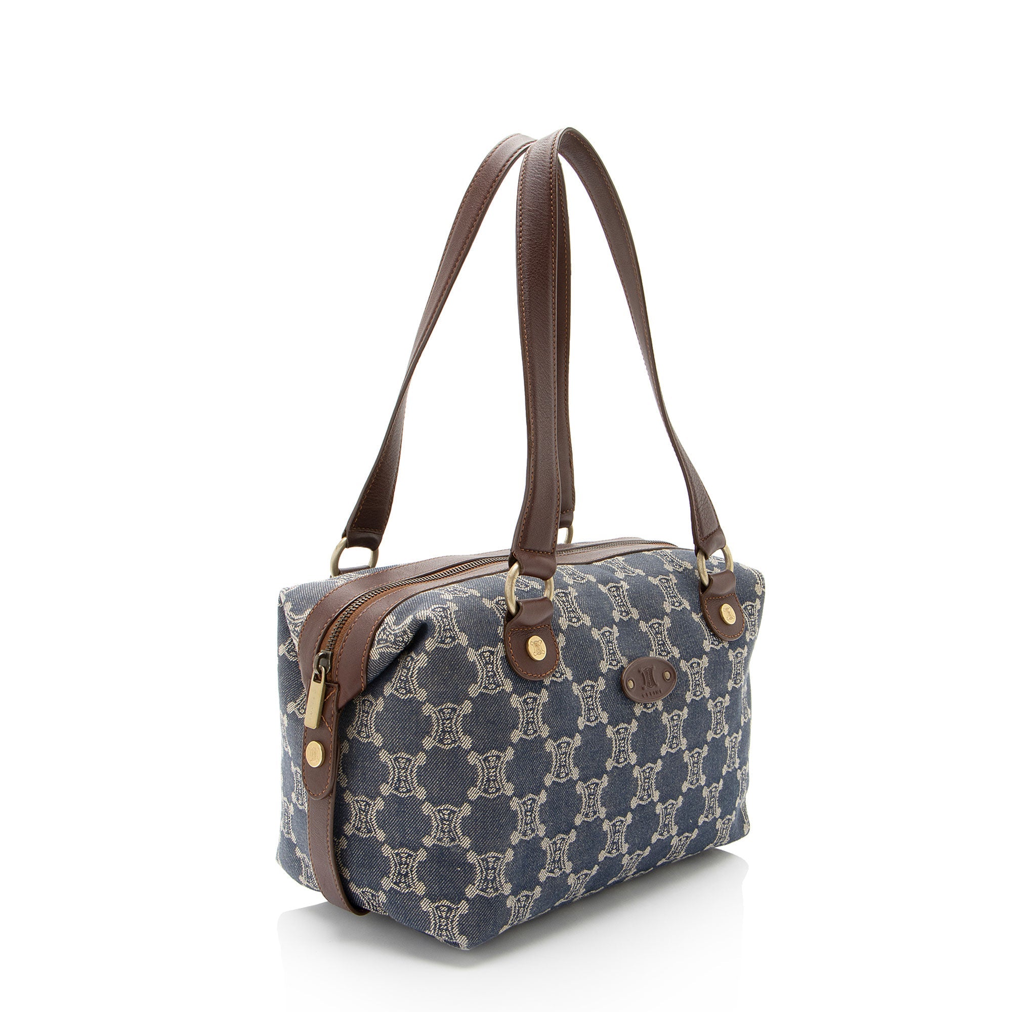 Celine Vintage Macadam Denim Small Satchel (SHF-7wuKrh)