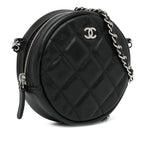 Chanel CC Quilted Caviar Round Clutch With Chain (SHG-Zm82jl)