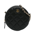 Chanel CC Quilted Caviar Round Clutch With Chain (SHG-ov2ka3)