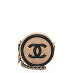 Chanel Caviar Leather CC Filigree Round Clutch with Chain - FINAL SALE (SHF-eQCfuj)
