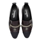 Chanel Crackled Goatskin CC Charm Cap Toe Loafers - Size 7.5 / 37.5