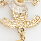 Chanel Crystal CC Pearl Drop Earrings